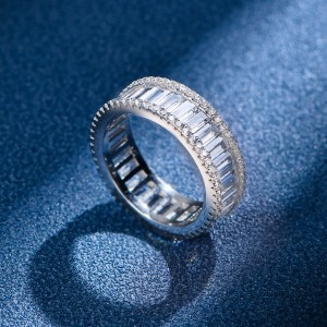 925 Sterling Silver Baguette Zirconia Band Ring70100407