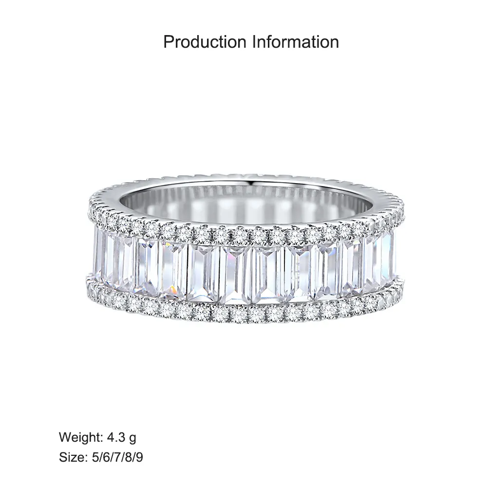 925 Sterling Silver Baguette Zirconia Band Ring70100407 - image2