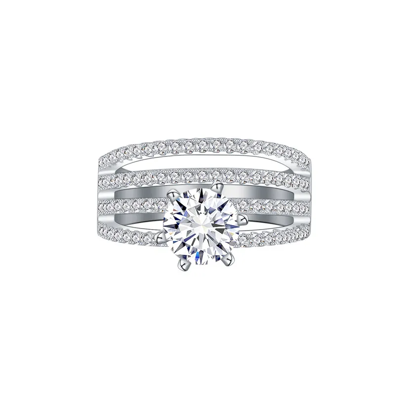 925 Sterling Silver Multi-row Zirconia Band Ring 70100408