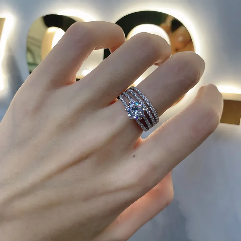 925 Sterling Silver Multi-row Zirconia Band Ring 70100408 - image1