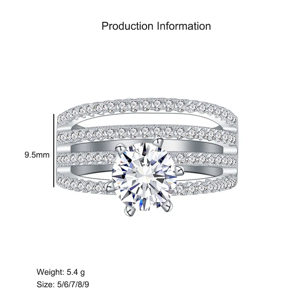 925 Sterling Silver Multi-row Zirconia Band Ring 70100408 - image2