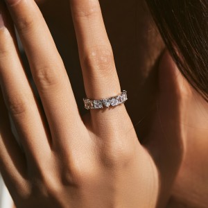 925 Sterling Silver Mixed Zirconia Band Ring 70100411
