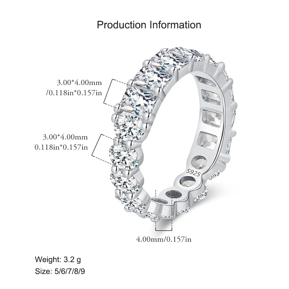 925 Sterling Silver Full Oval Round Zirconia Band Ring 70100413 - image2