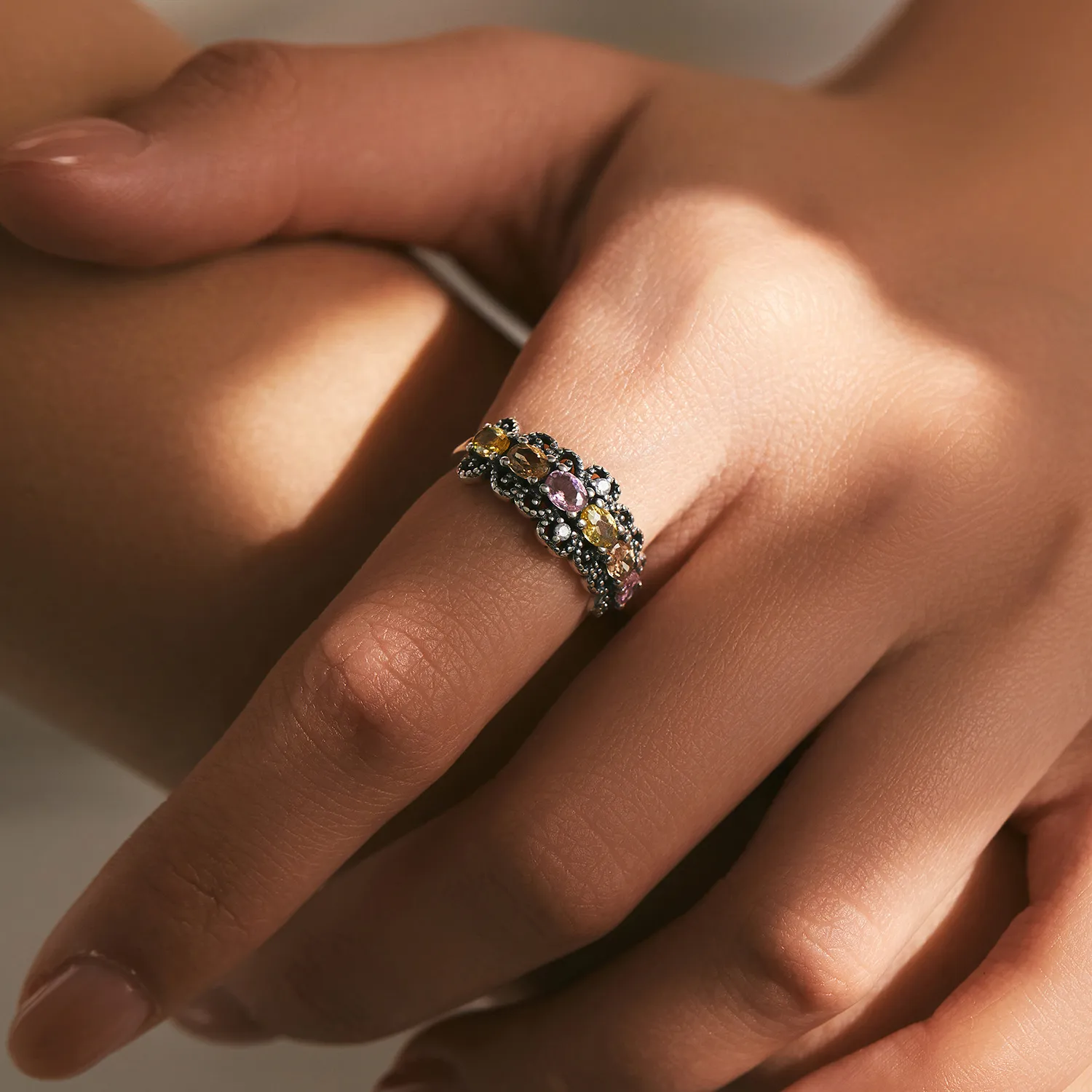 925 Sterling Silver Vintage Zirconia Band Ring 70100414 - image1