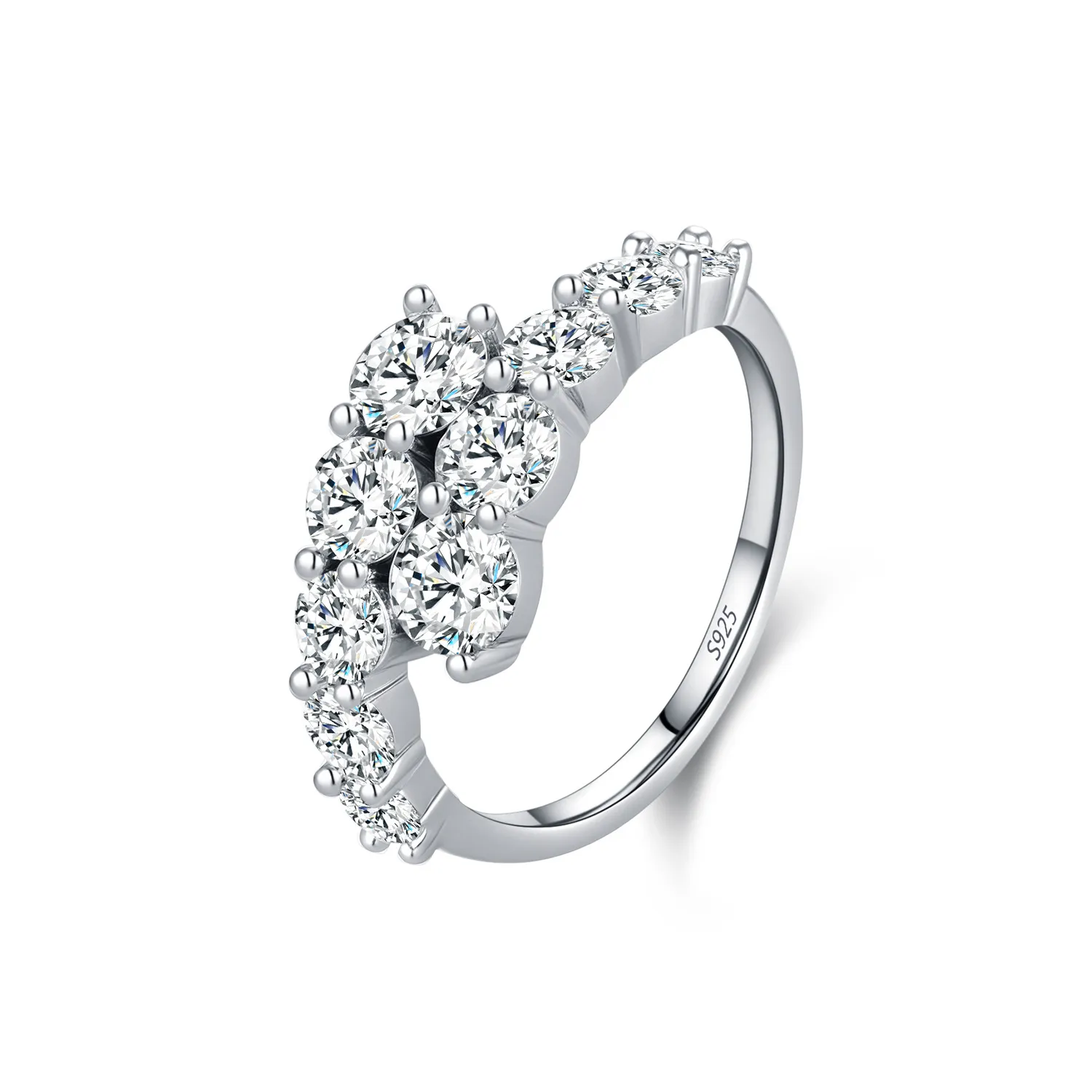 925 Sterling Silver Multi-Row CZ Stacking Ring 70100418