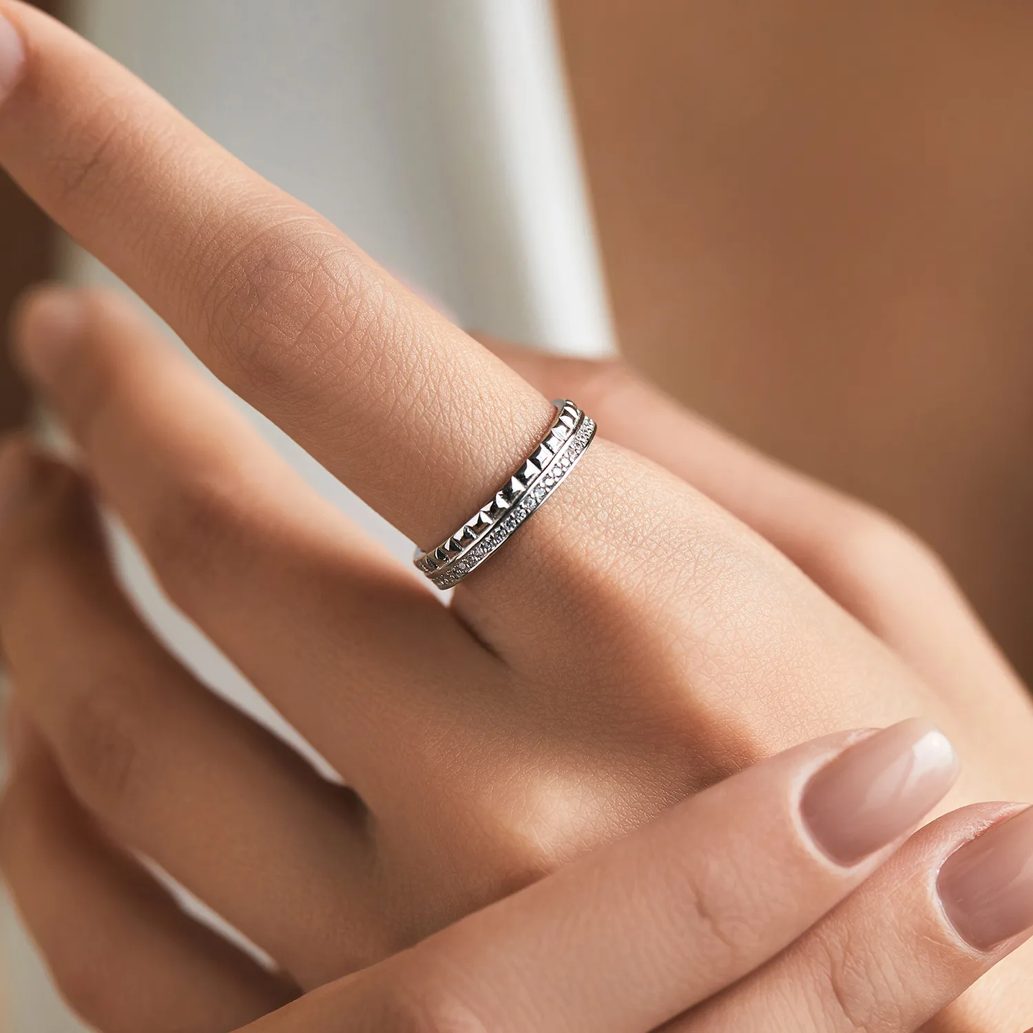 925 Sterling Silver Stackable CZ Paved Band Ring 70100419 - image1