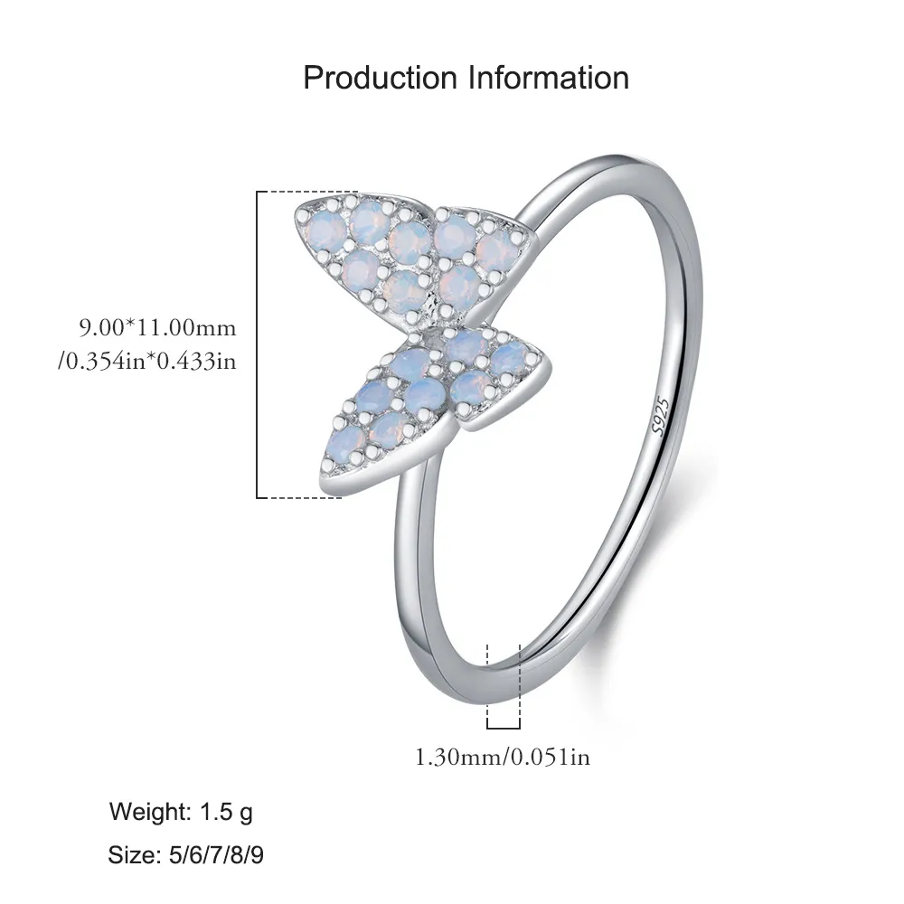 925 Sterling Silver Butterfly Crystal Ring in 70100423 - image2