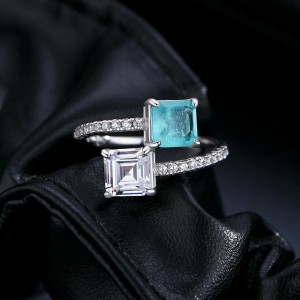 925 Sterling Silver Simulated Paraiba Zircon Band Ring 70100426