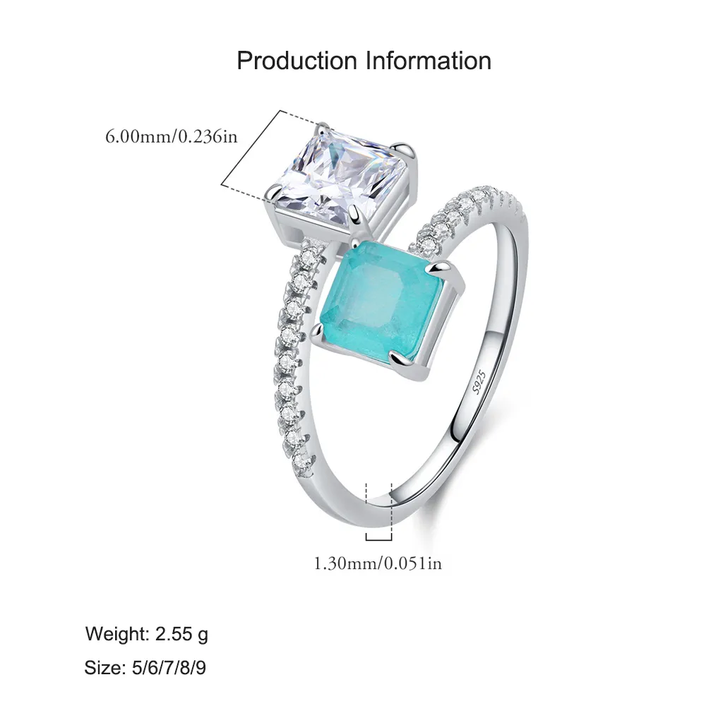 925 Sterling Silver Simulated Paraiba Zircon Band Ring 70100426 - image2