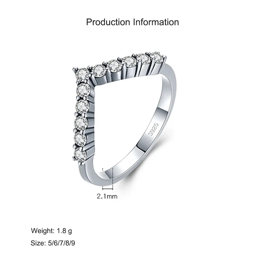 925 Sterling Silver V-Shaped CZ Minimalist Ring 70100427 - image2