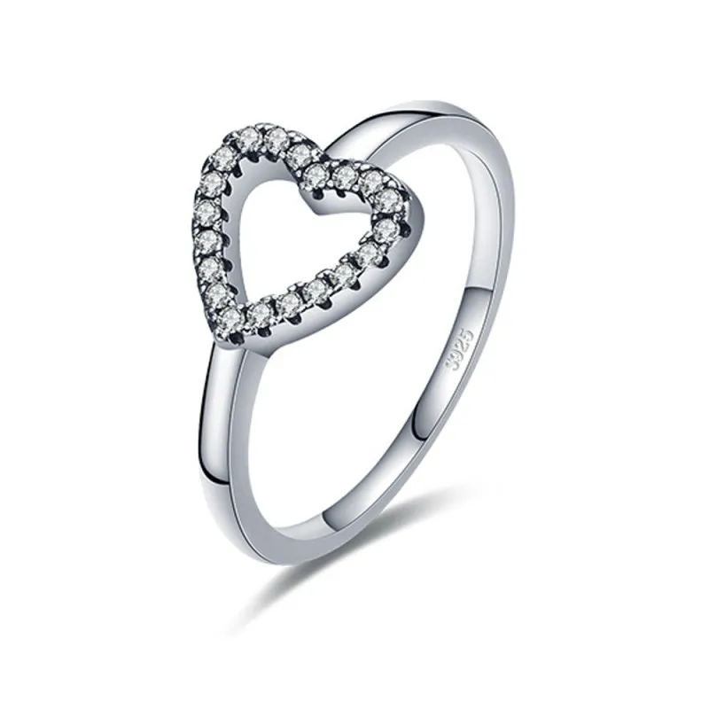 925 Sterling Silver Vintage Heart Zirconia Ring 70100429