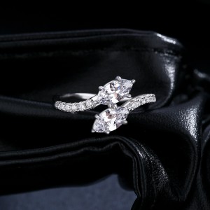 925 Sterling Silver Double Head Snake Zircon Ring 70100432