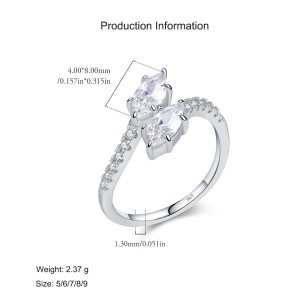925 Sterling Silver Double Head Snake Zircon Ring 70100432