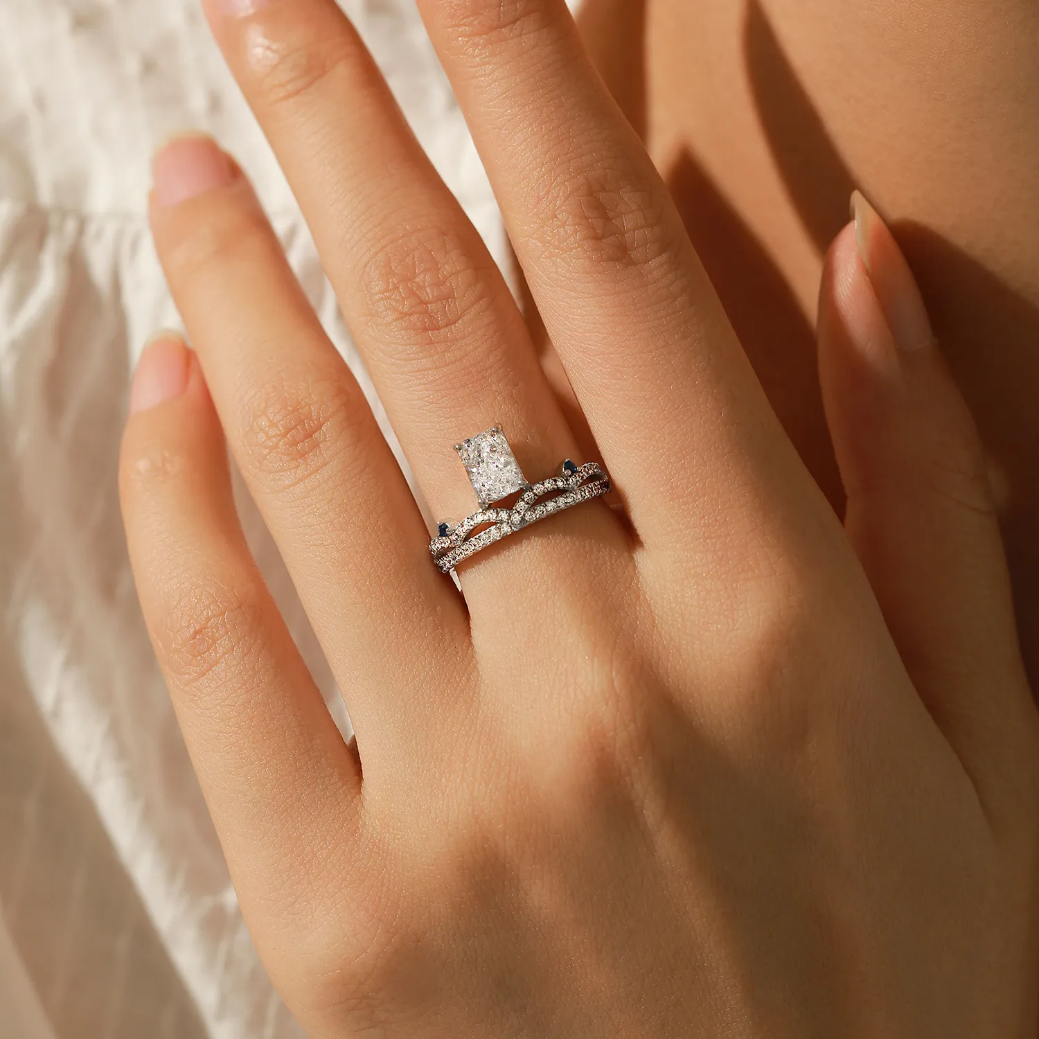 925 Sterling Silver Geometric Design Crown Ring 70100433 - image1