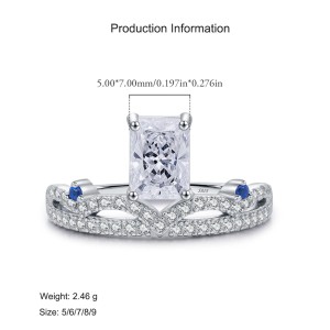 925 Sterling Silver Geometric Design Crown Ring 70100433
