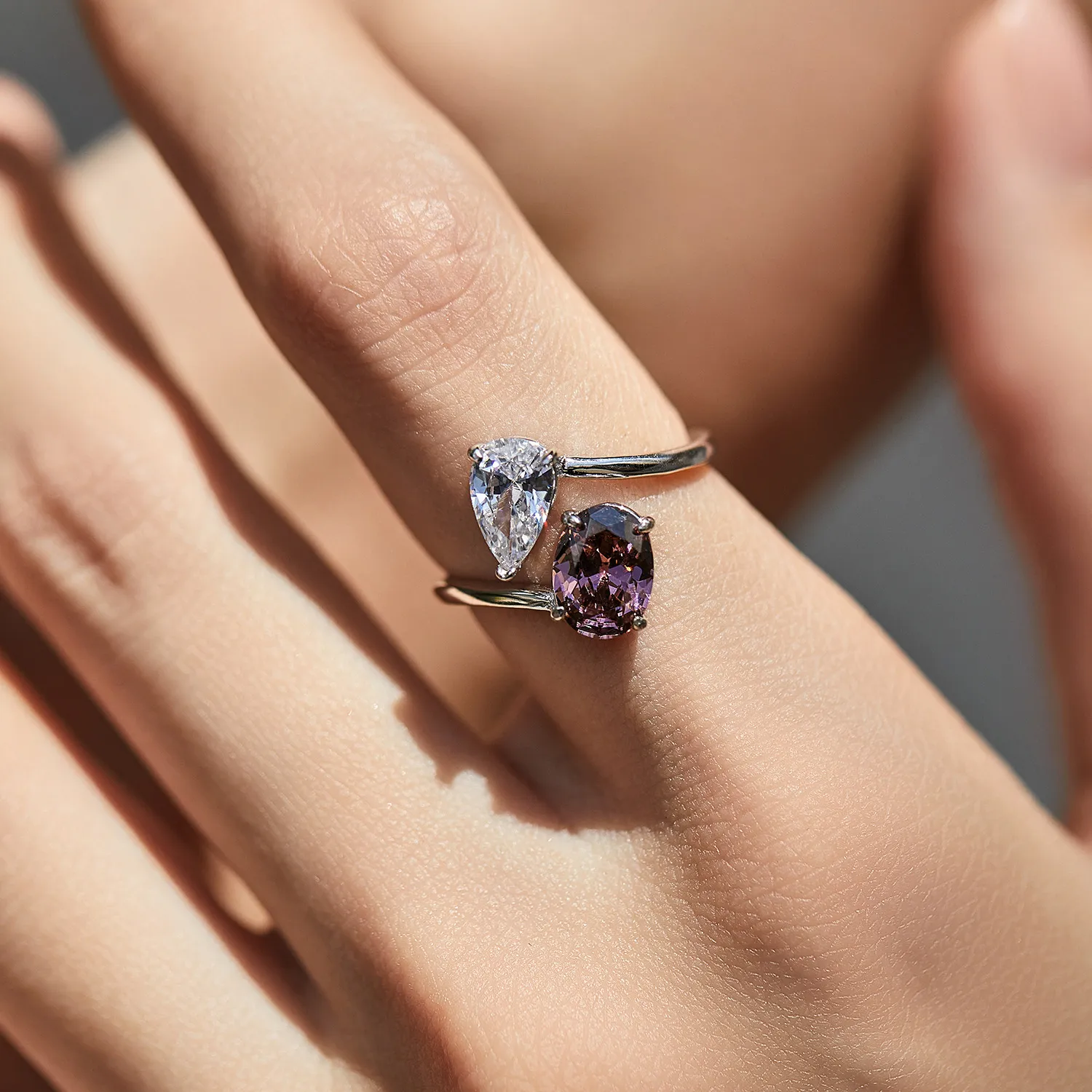 925 Sterling Silver Two-Tone Gemstone Band Ring 70100434 - image1