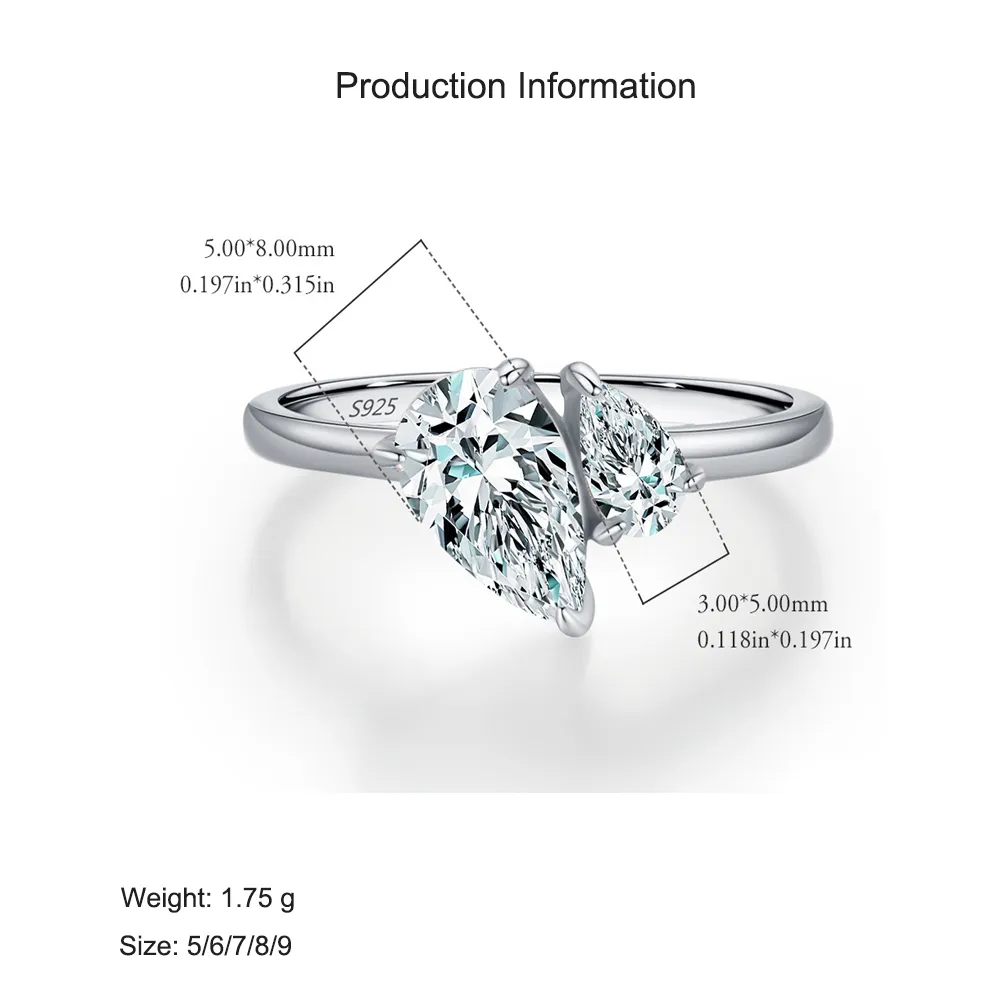 925 Sterling Silver Intertwined Love Zircon Ring 70100435 - image2