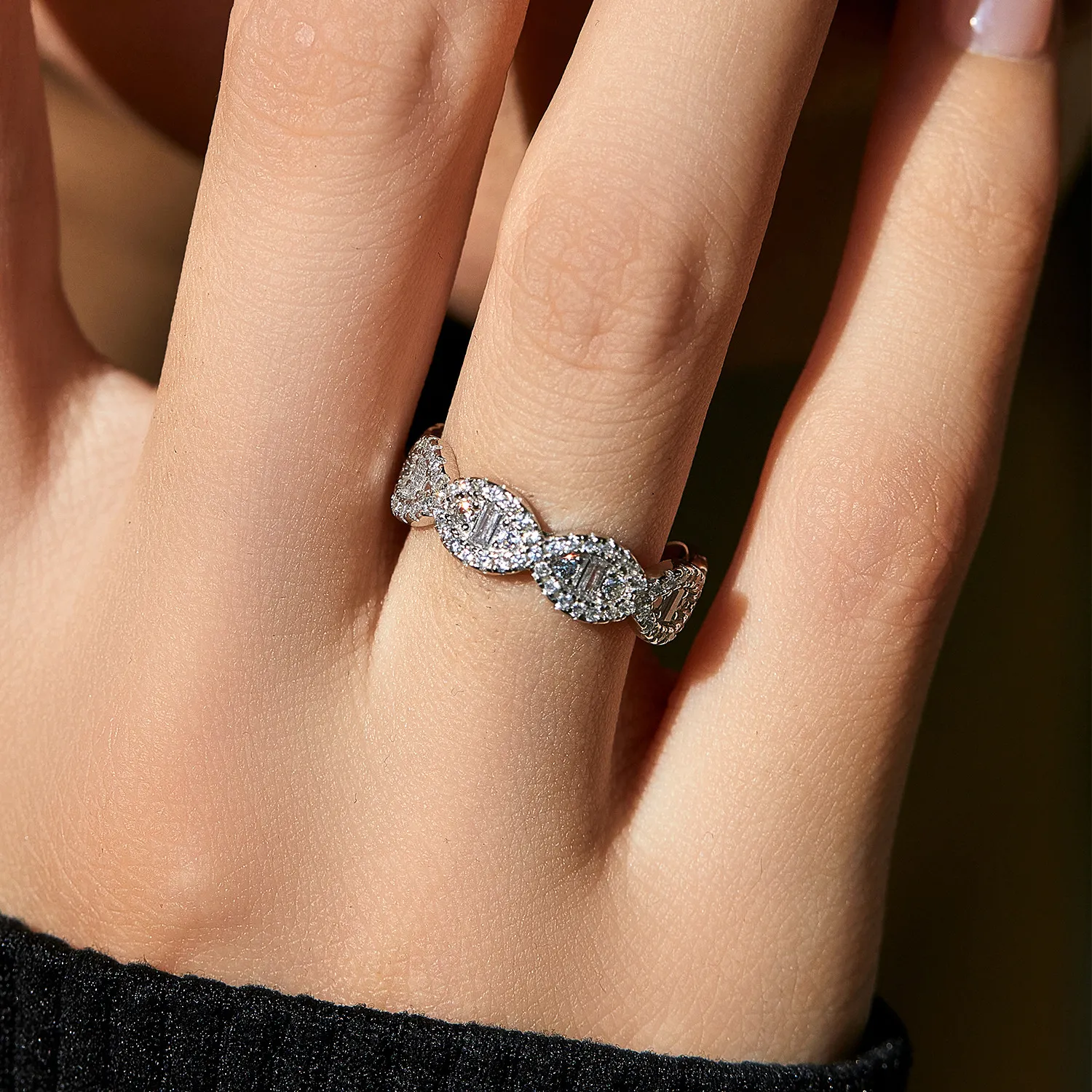 925 Sterling Silver Full Zircon Eternity Band Ring 70100436 - image1