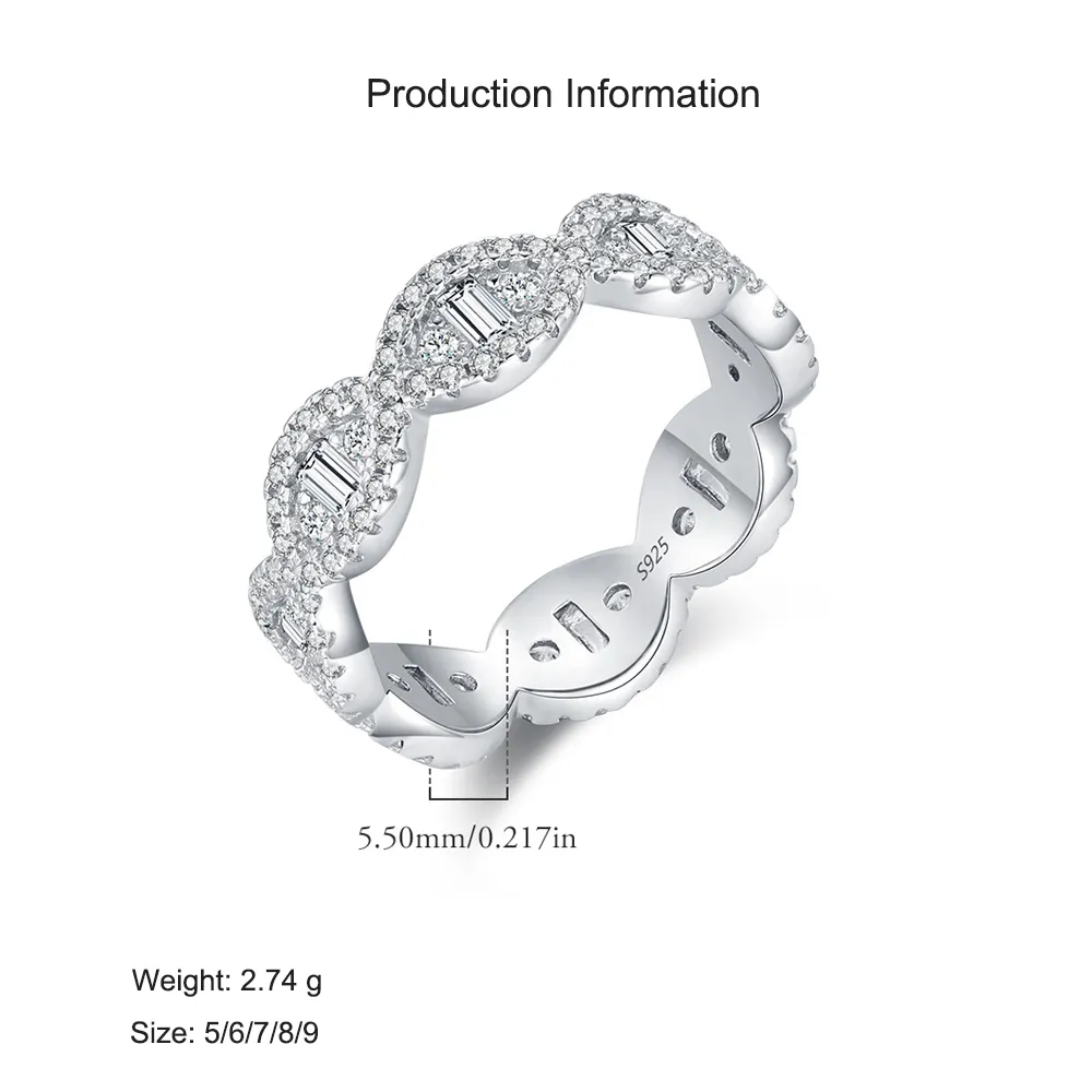 925 Sterling Silver Full Zircon Eternity Band Ring 70100436 - image2