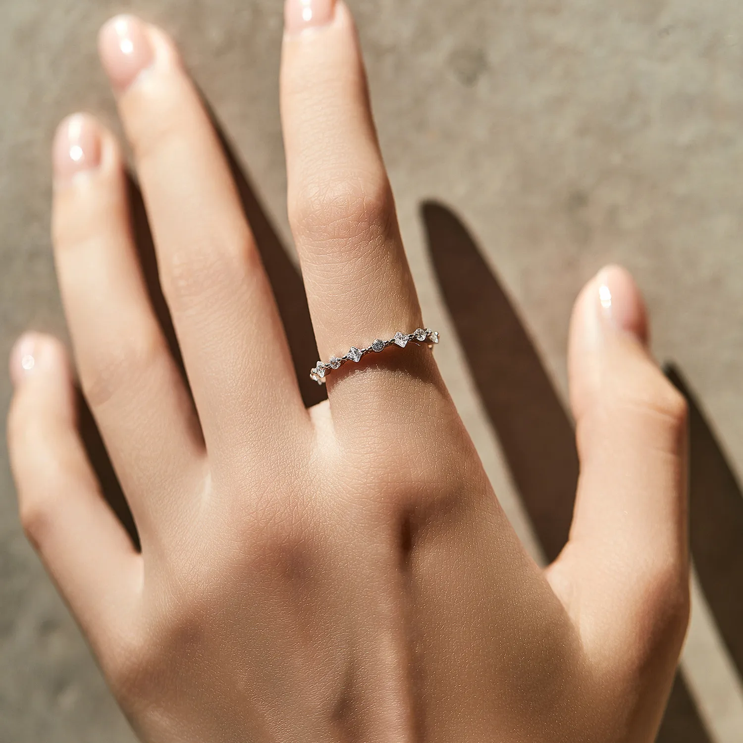 925 Sterling Silver Irregular Zircon Stackable Ring 70100437 - image1