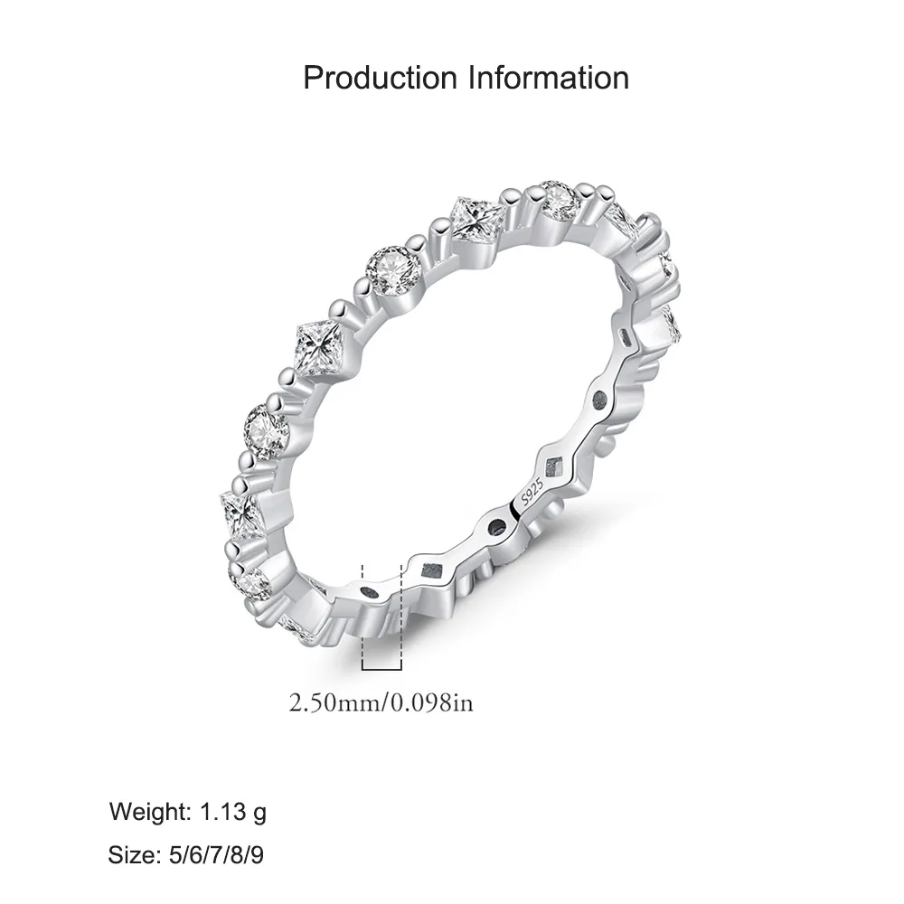 925 Sterling Silver Irregular Zircon Stackable Ring 70100437 - image2