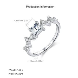 925 Sterling Silver Emerald-Cut Zircon Ring 70100439