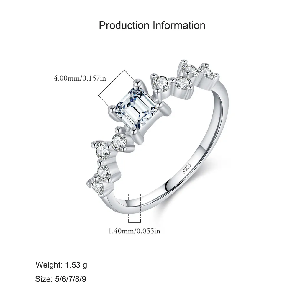 925 Sterling Silver Emerald-Cut Zircon Ring 70100439 - image2