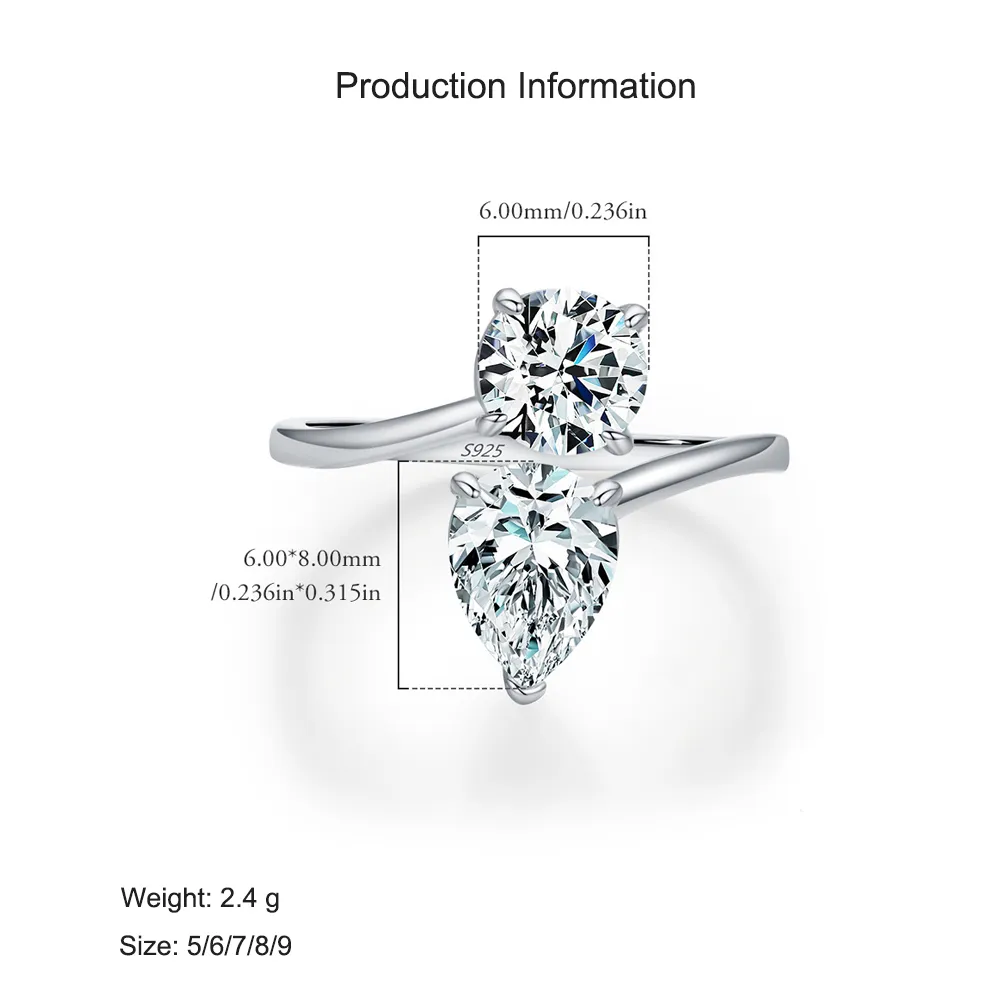 925 Sterling Silver Asymmetrical Love Zircon Ring 70100440 - image2