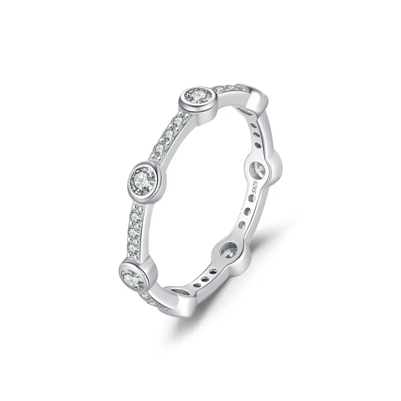 925 Sterling Silver Geometric Zircon Band Ring 70100444