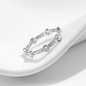 925 Sterling Silver Geometric Zircon Band Ring 70100444
