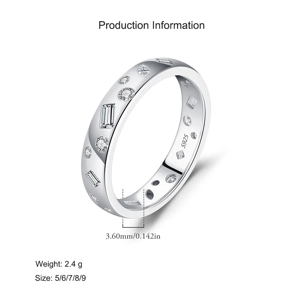 925 Sterling Silver Irregular Zircon Band Ring 70100445 - image2