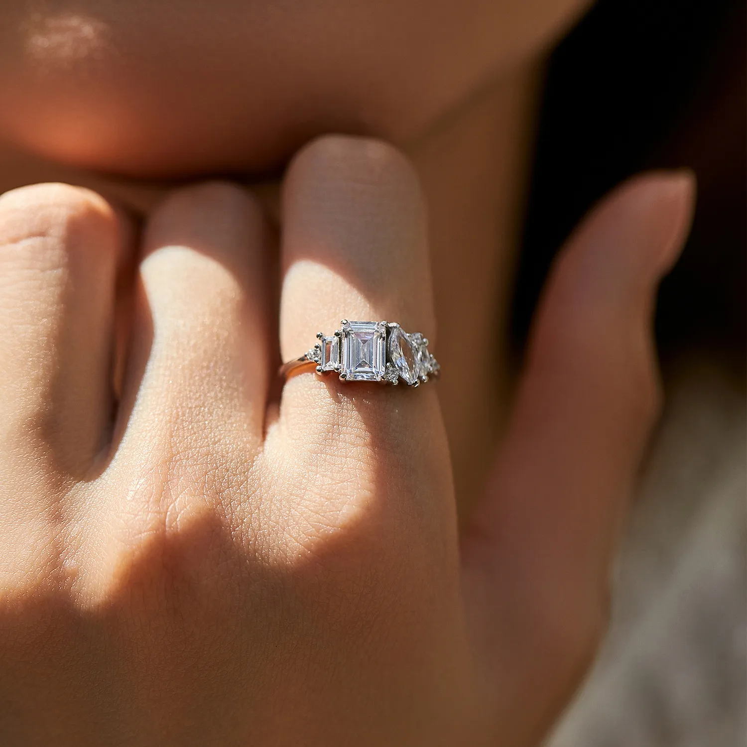 925 Sterling Silver Geometric Zircon Ring 70100446 - image1