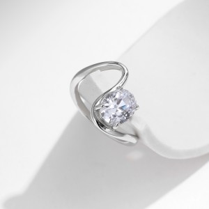 925 Sterling Silver Creative Oval Solitaire Ring 70100447