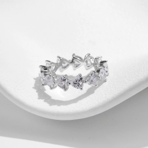 925 Sterling Silver Full Zircon Sweet Heart Ring 70100450