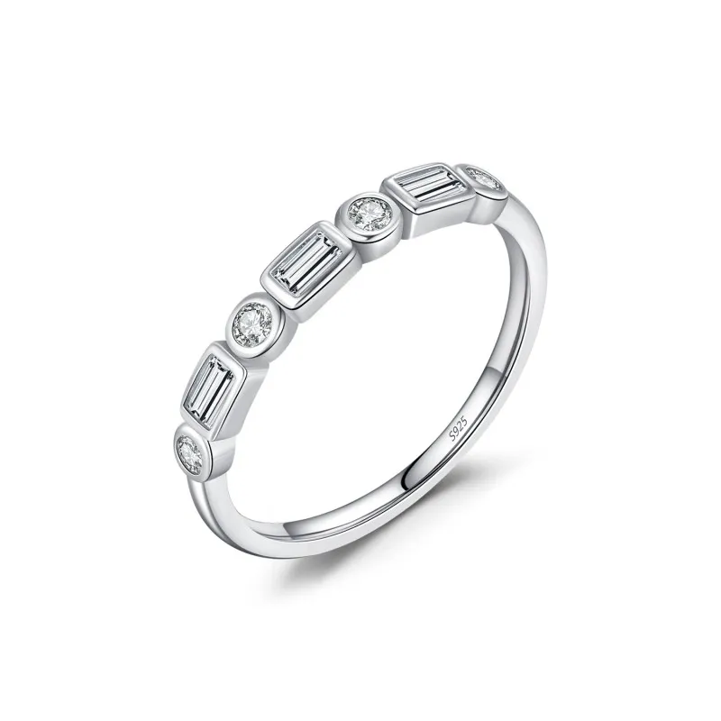 925 Sterling Silver Geometric Zircon Stackable Ring 70100451