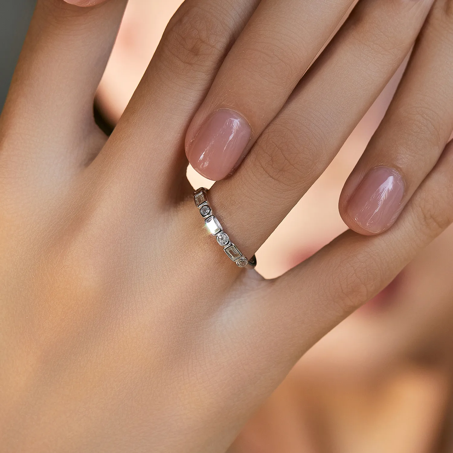 925 Sterling Silver Geometric Zircon Stackable Ring 70100451 - image1