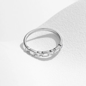 925 Sterling Silver Geometric Zircon Stackable Ring 70100451
