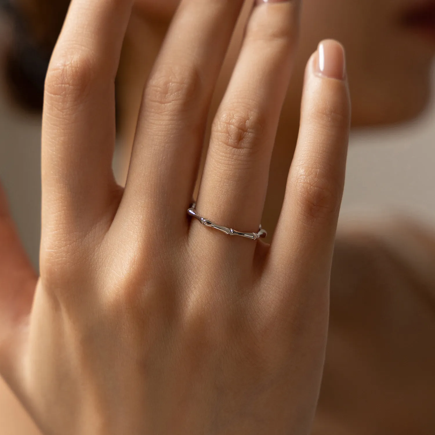 925 Sterling Silver Bamboo Texture Band Ring 70100452 - image1