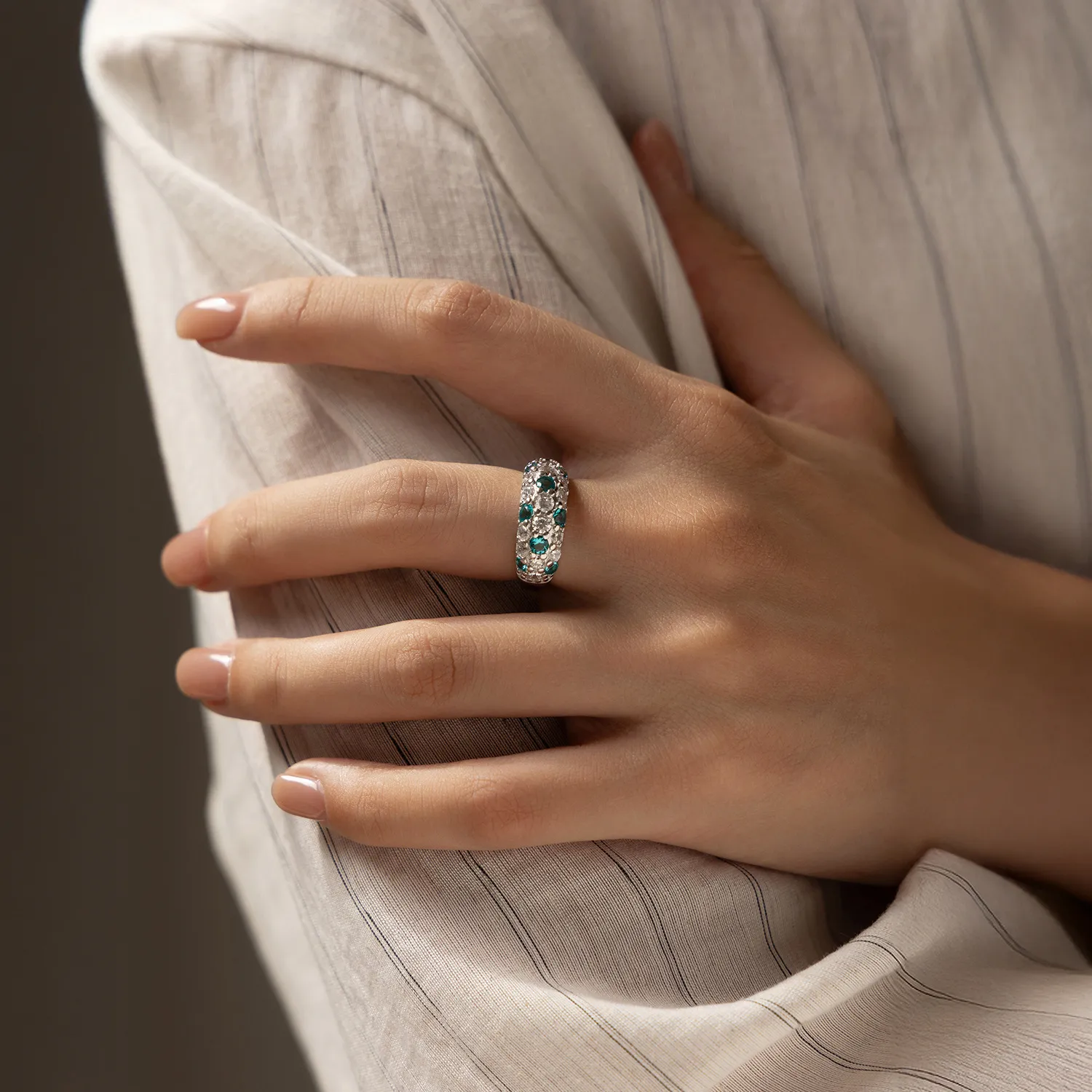 925 Sterling Silver Paraiba Color Zircon Ring 70100455 - image1