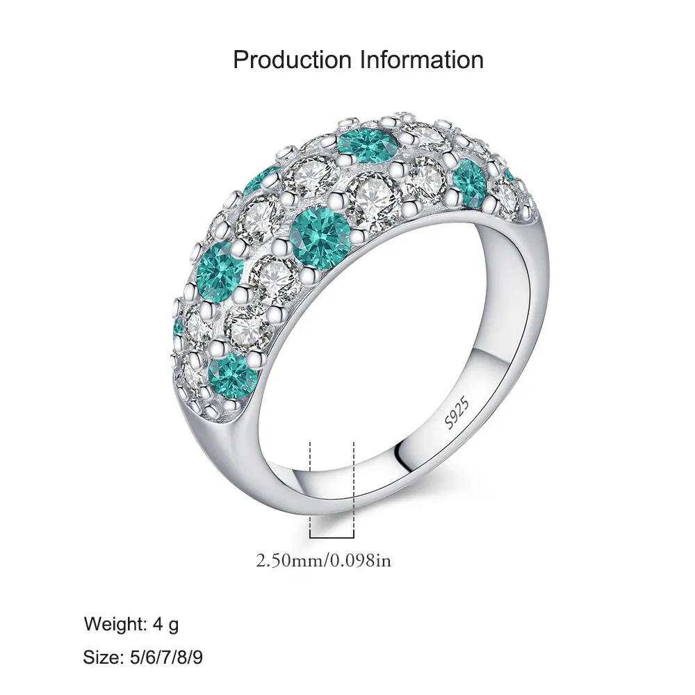 925 Sterling Silver Paraiba Color Zircon Ring 70100455 - image2