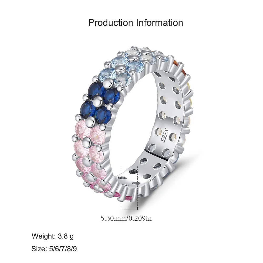 925 Sterling Silver Rainbow CZ Eternity Gear Ring 70100457 - image2