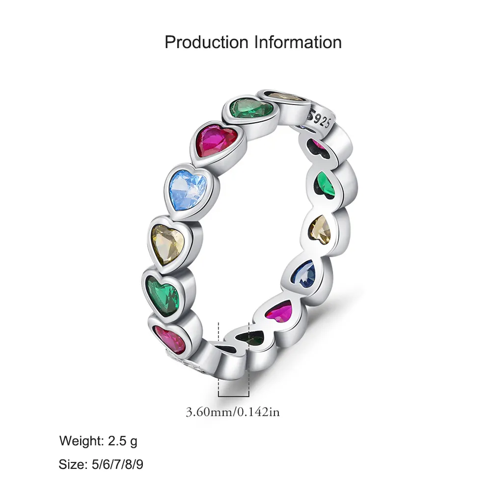 925 Sterling Silver Vintage CZ Heart Eternity Ring 70100458 - image2
