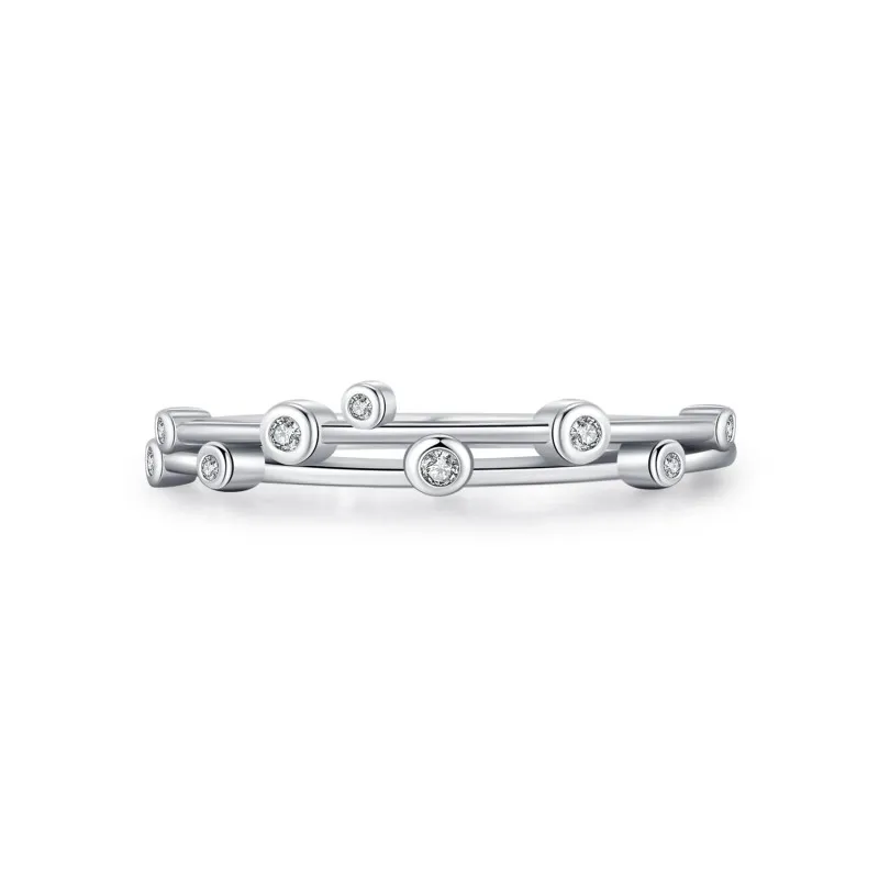 925 Sterling Silver Minimalist Line Zircon Ring 70100460