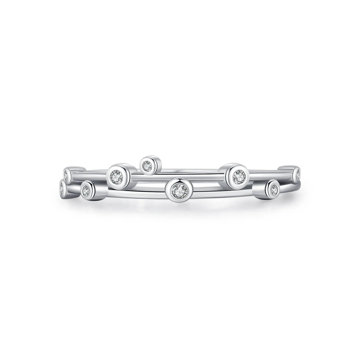 925 Sterling Silver Minimalist Line Zircon Ring 70100460