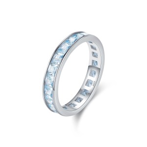 925 Sterling Silver Square Crystal Band Ring 70100462