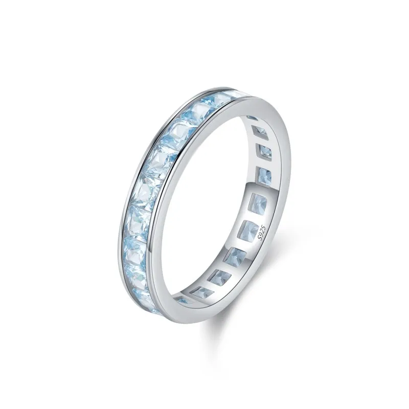 925 Sterling Silver Square Crystal Band Ring 70100462