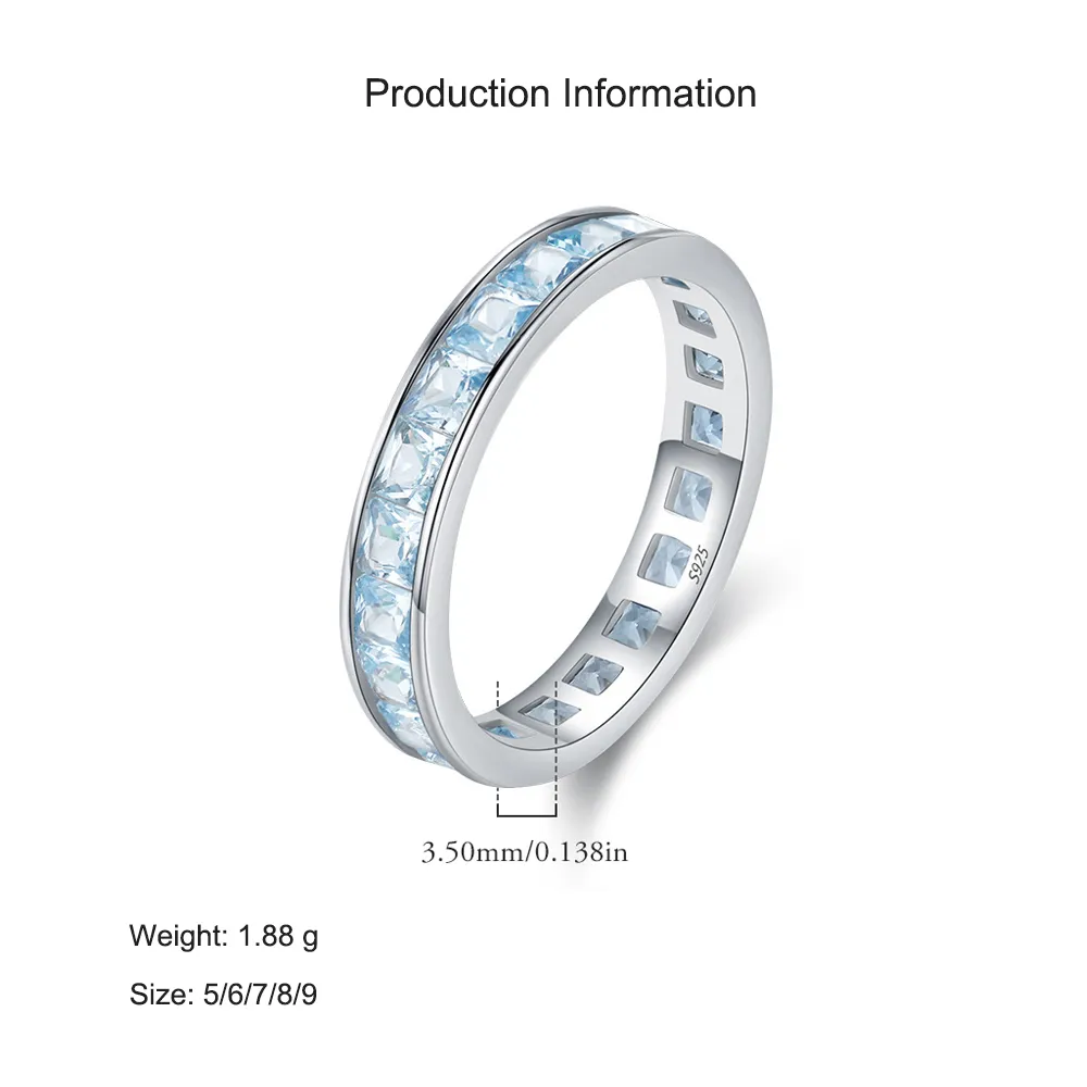 925 Sterling Silver Square Crystal Band Ring 70100462 - image2