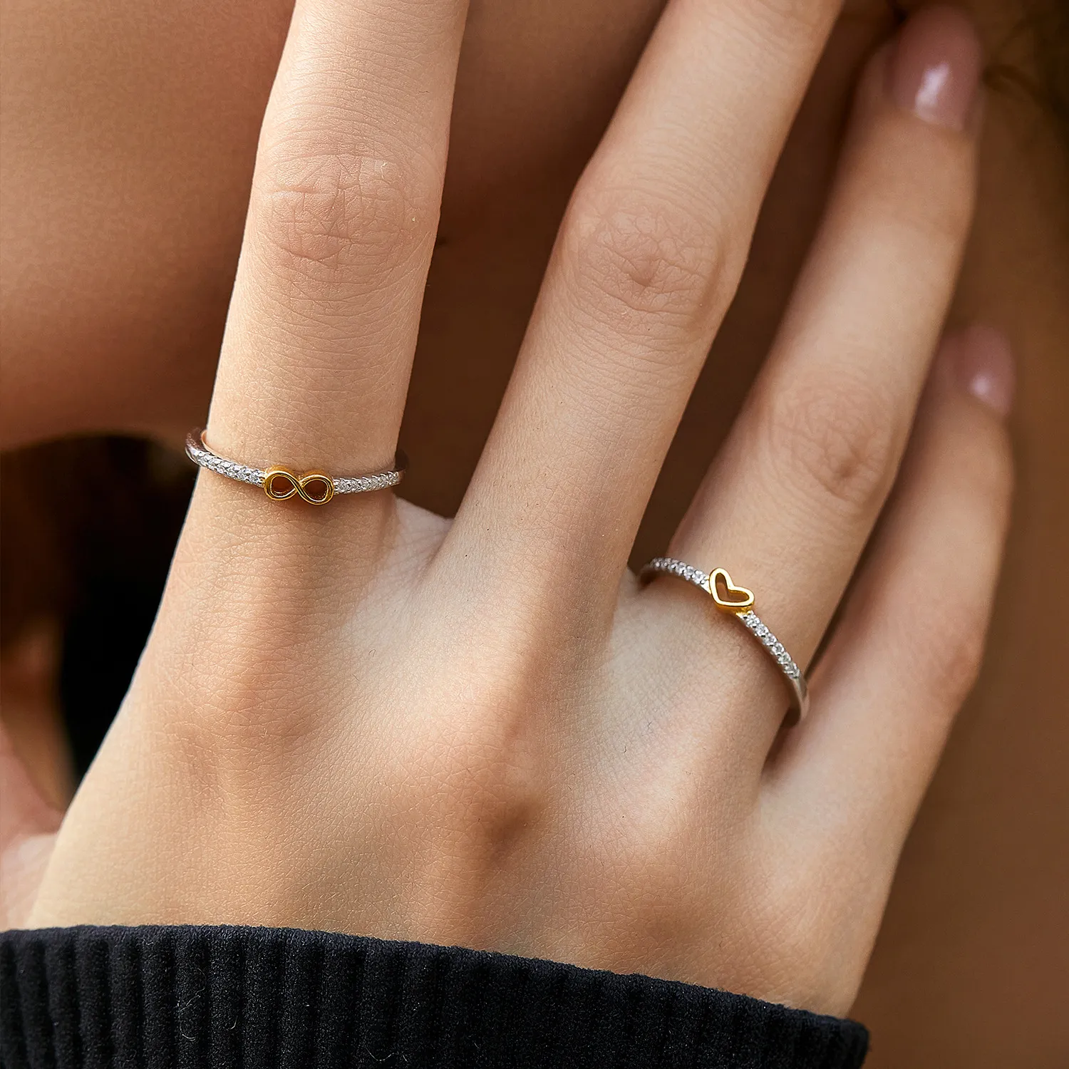 925 Sterling Silver Two-Tone Infinity Heart Ring 70100463 - image1