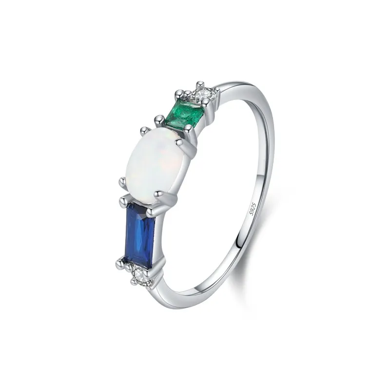 925 Sterling Silver Vintage Opal-Inspired Ring 70100464