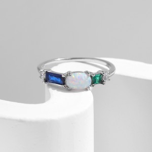 925 Sterling Silver Vintage Opal-Inspired Ring 70100464